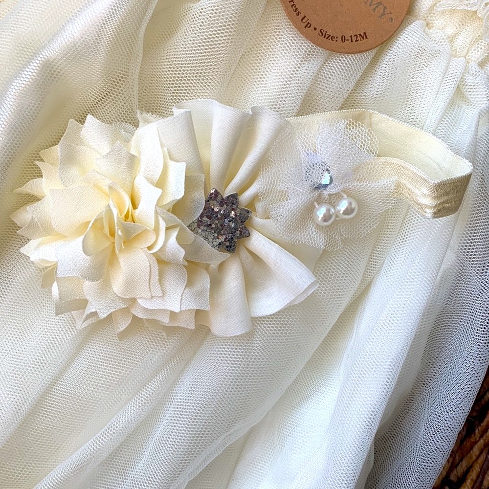 🦋3/$20 Elly & Emmy Baby Photoshoot Dress & Head Band Set. 0-12 Months - Picture 3 of 7